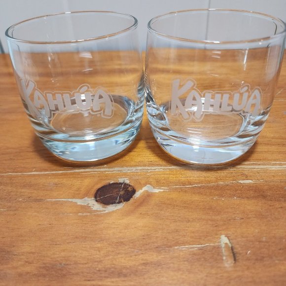 2) Kahlua Collectors Lowball Rock Cocktail Tumbler 3" barware glass 12 oz - Picture 1 of 11